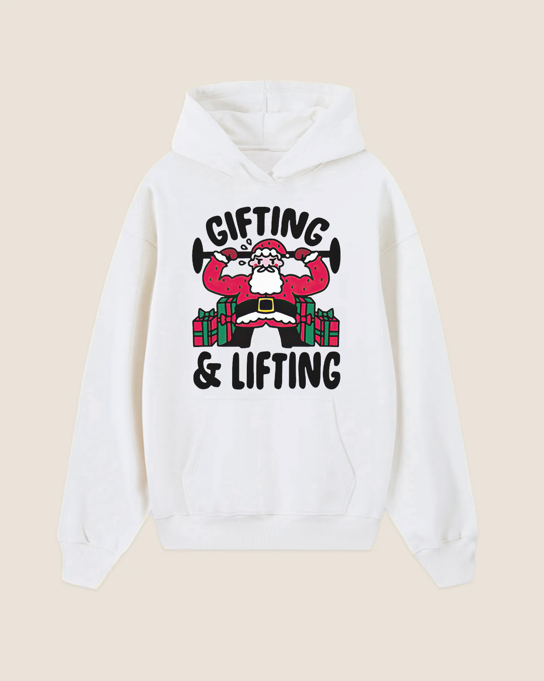 Gifting & Lifting Santa Printed Women's Hoodie-traneing