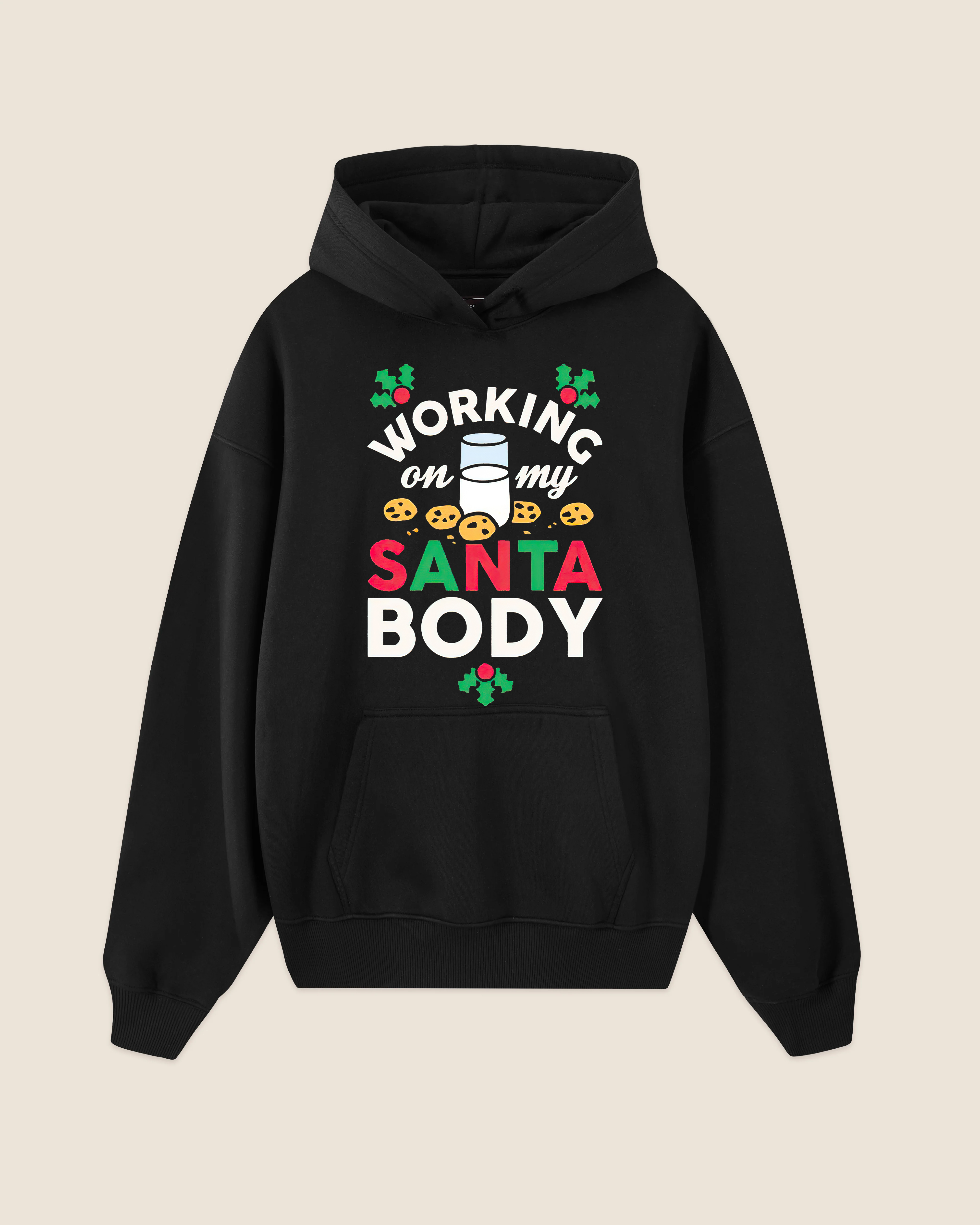 Working On My Santa Body Printed Women's Hoodie-traneing