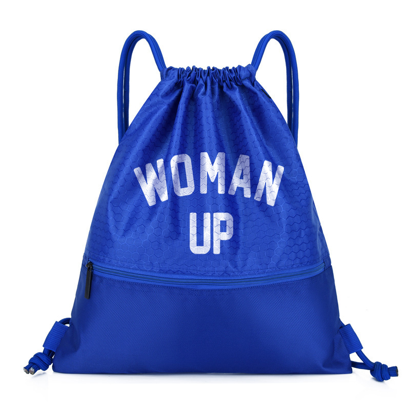 Woman Up Printed Waterproof Drawstring Sports Bag-traneing