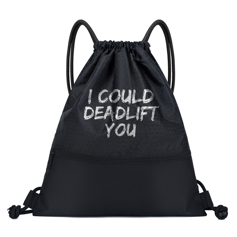 I Could Deadlift You Printed Waterproof Drawstring Sports Bag-traneing