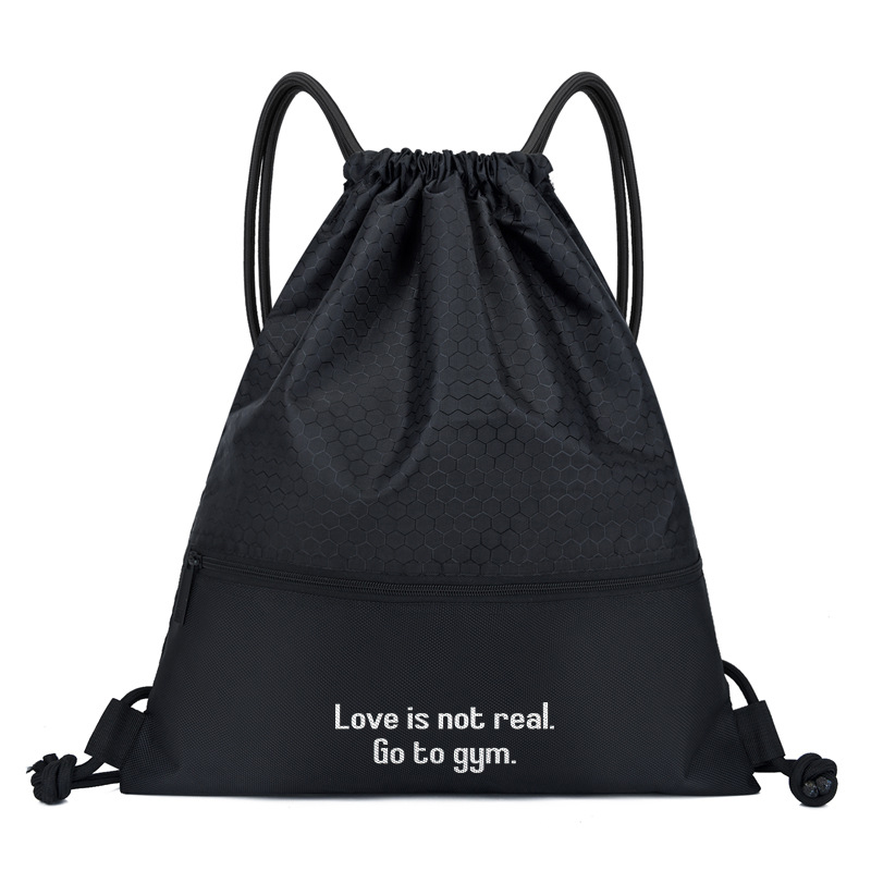 Love Is Not Real. Go To Gym Printed Waterproof Drawstring Sports Bag-traneing