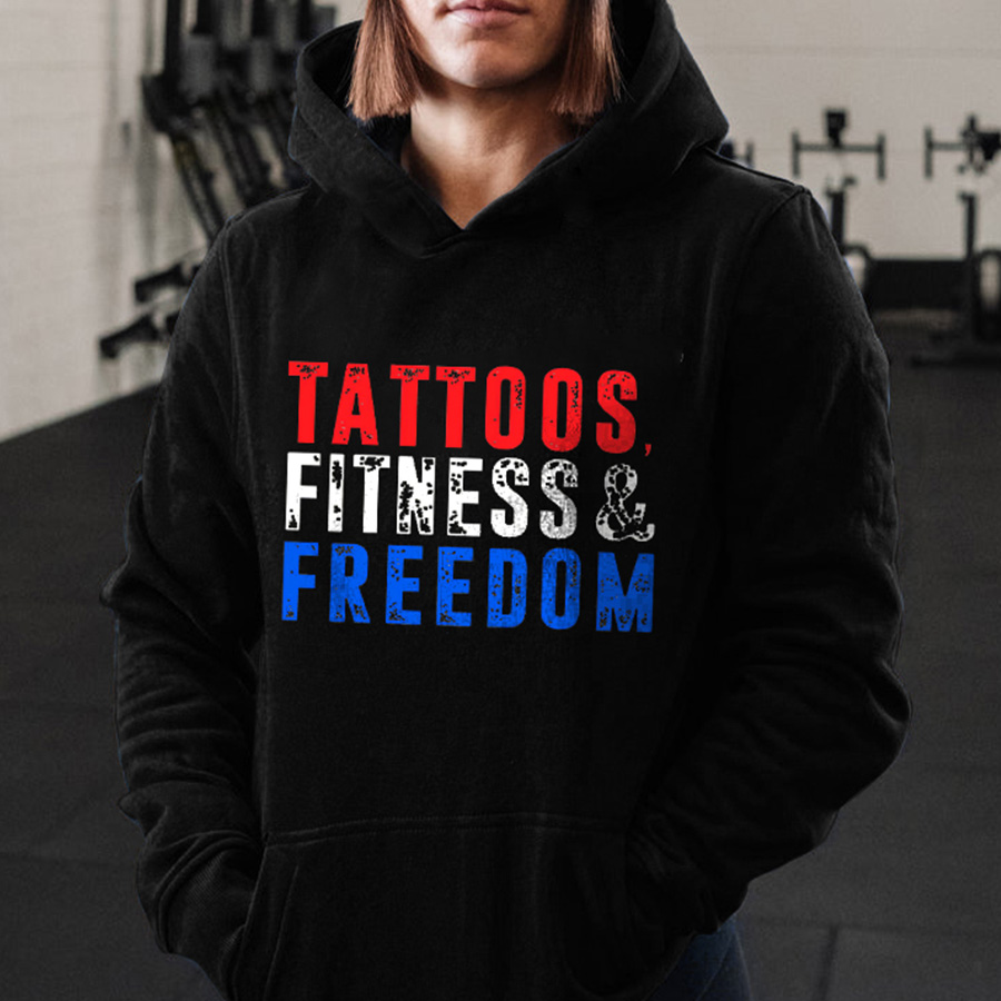 Tattoos, Fitness & Freedom Printed Women's Hoodie