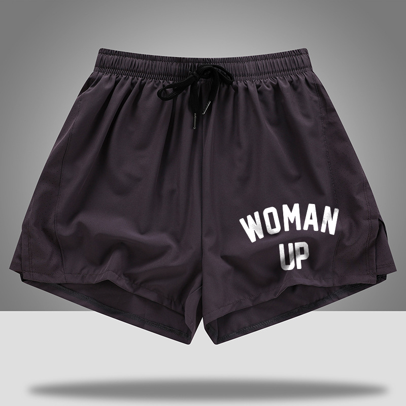 Woman Up Printed Rope Elastic Waist Casual Women's Shorts