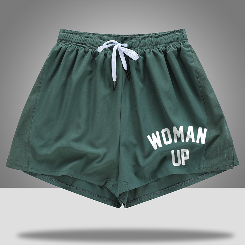 Woman Up Printed Rope Elastic Waist Casual Women's Shorts