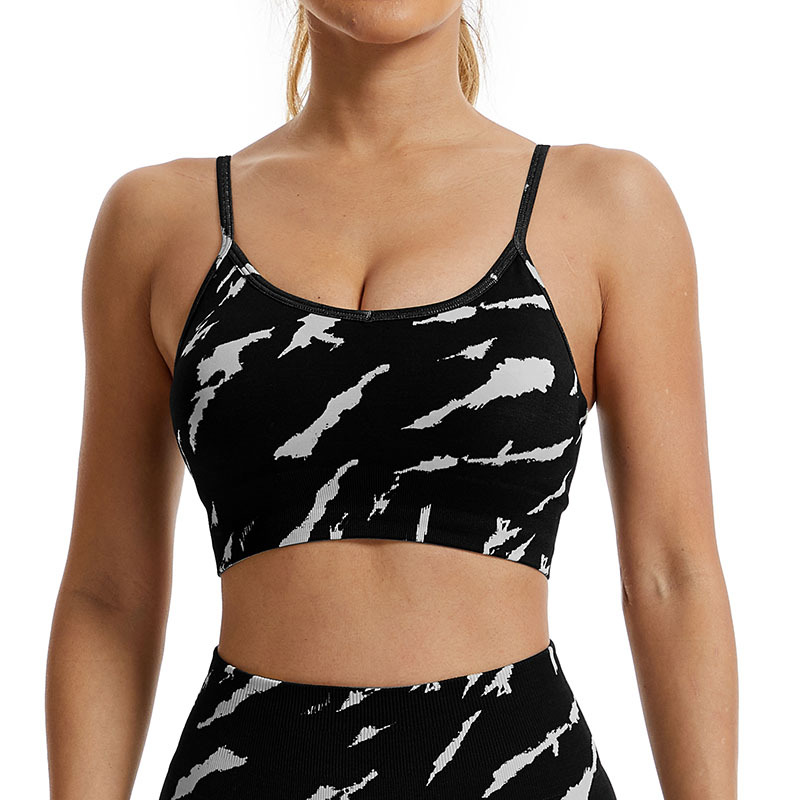 Camouflage Yoga Running Sports Bra Fitness Tops-traneing