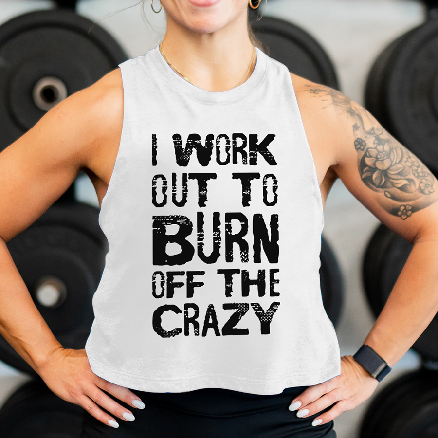 I Work Out To Burn Off The Crazy Print Women's Crop Top  Image - 1