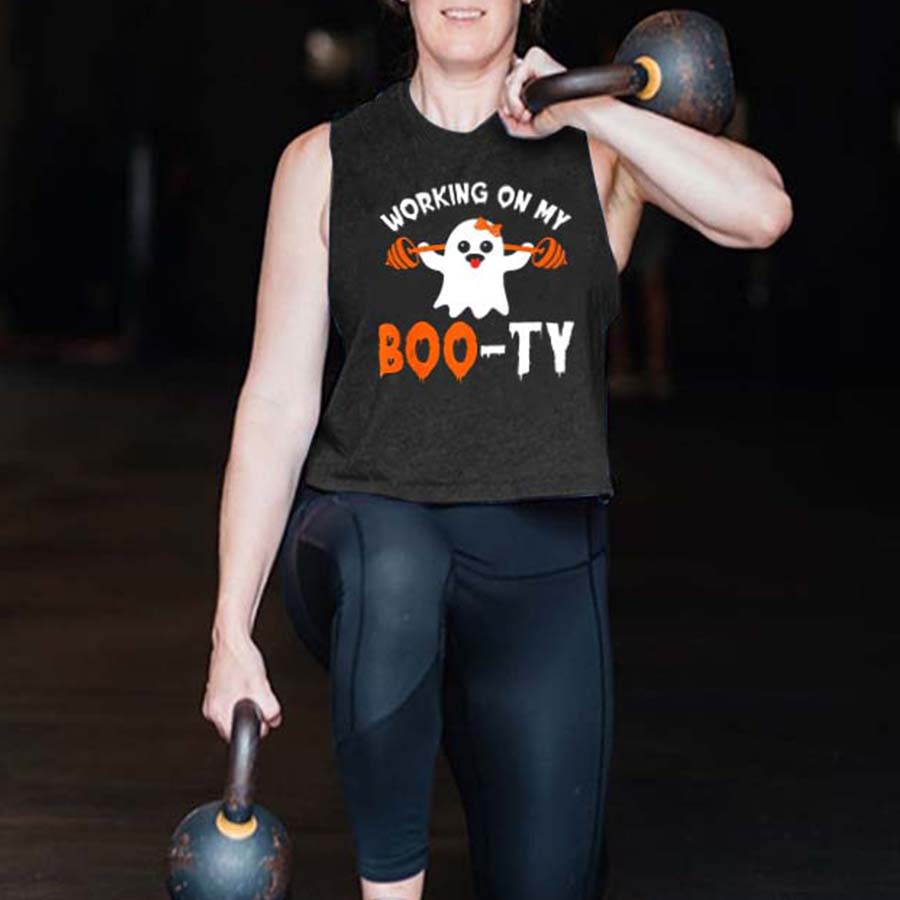 Working On My Boo-ty Print Women's Vest-traneing