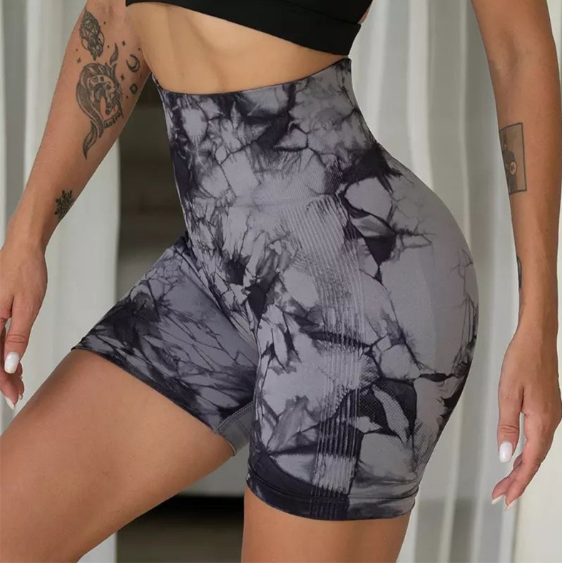 Outdoor Fitness Tie-Dye Yoga Skinny Shorts-traneing