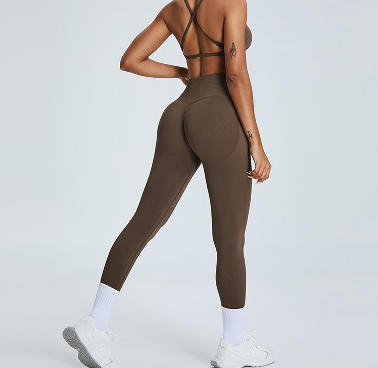 Seamless High Waist Peach Outdoor Sports Yoga Leggings-traneing