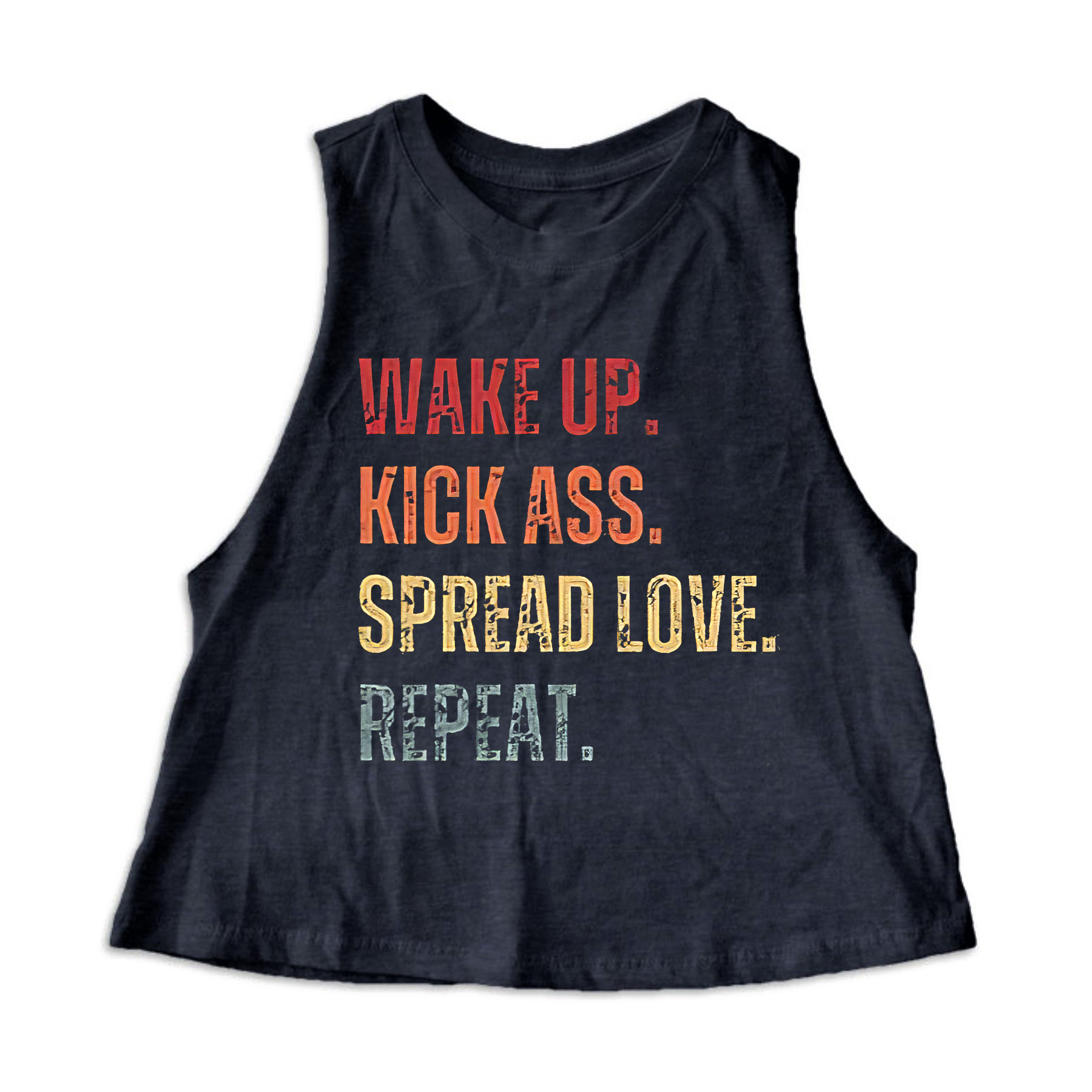 Wake Up. Kick Ass. Spread Love. Repeat Printed Women's Crop Top  Image - 3