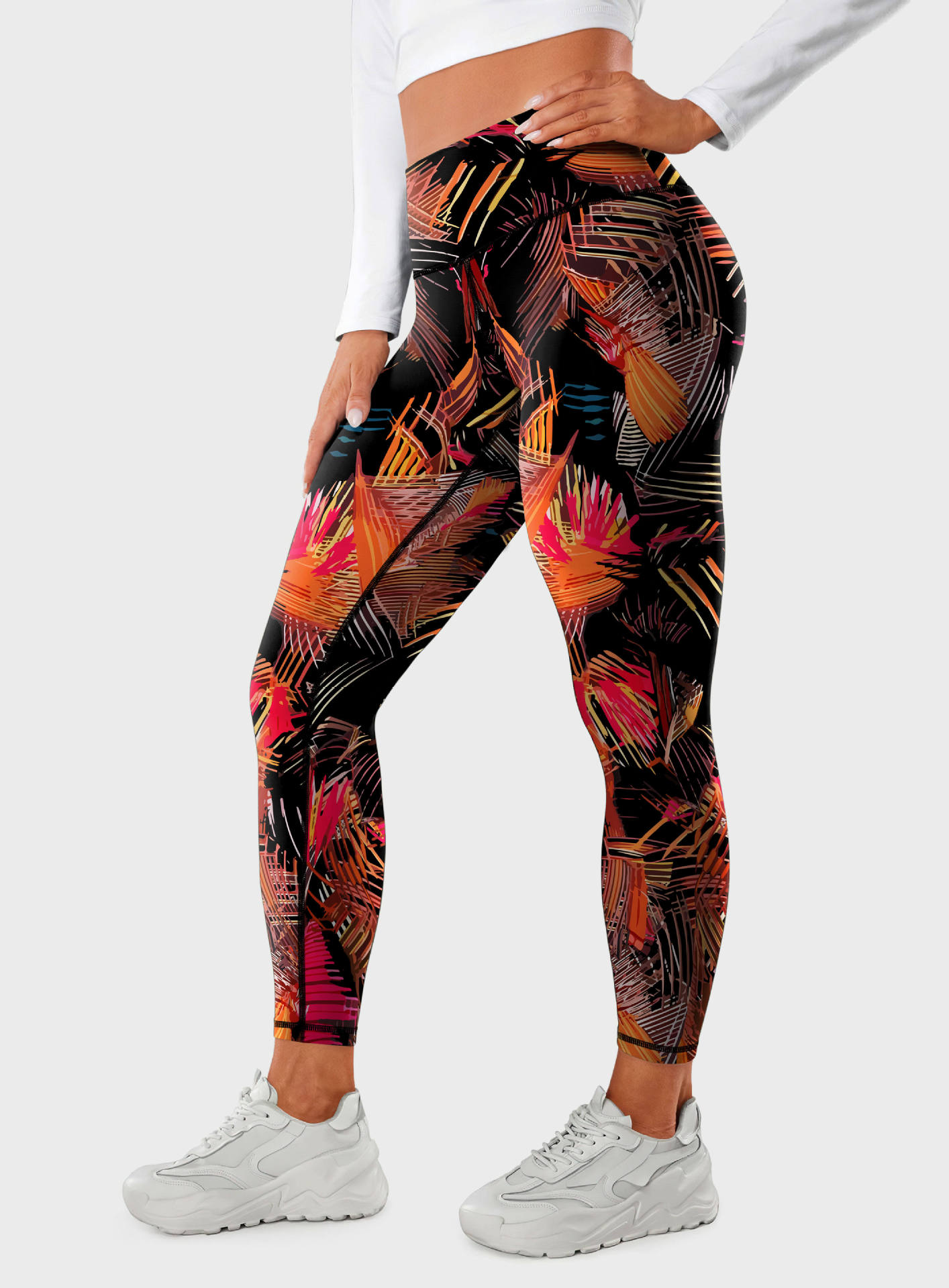 High Waist Printed Hip Lifting Quick Dry Yoga Pants-traneing