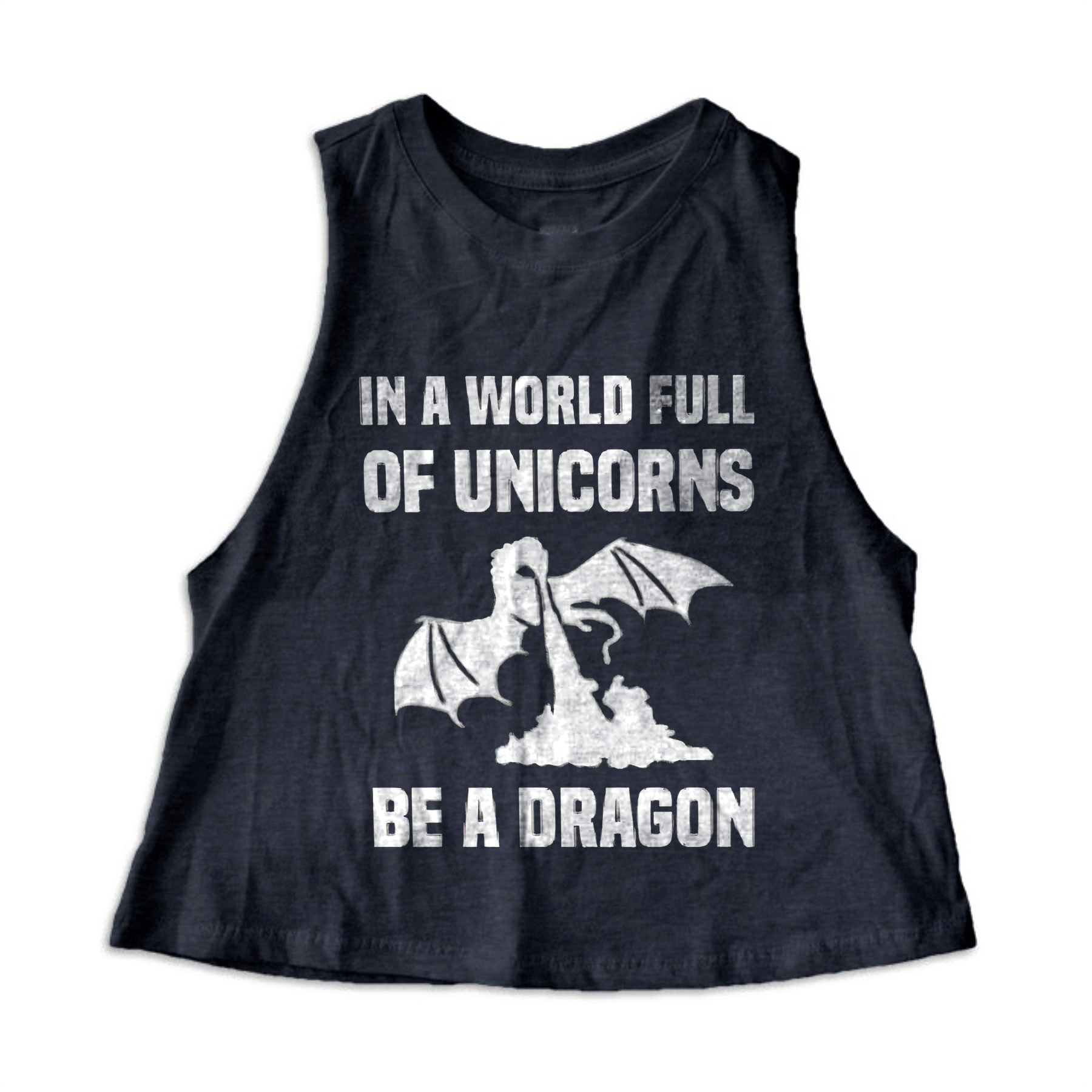In A World Full Of Unicorns Be A Dragon Print Women's Crop Top -traneing
