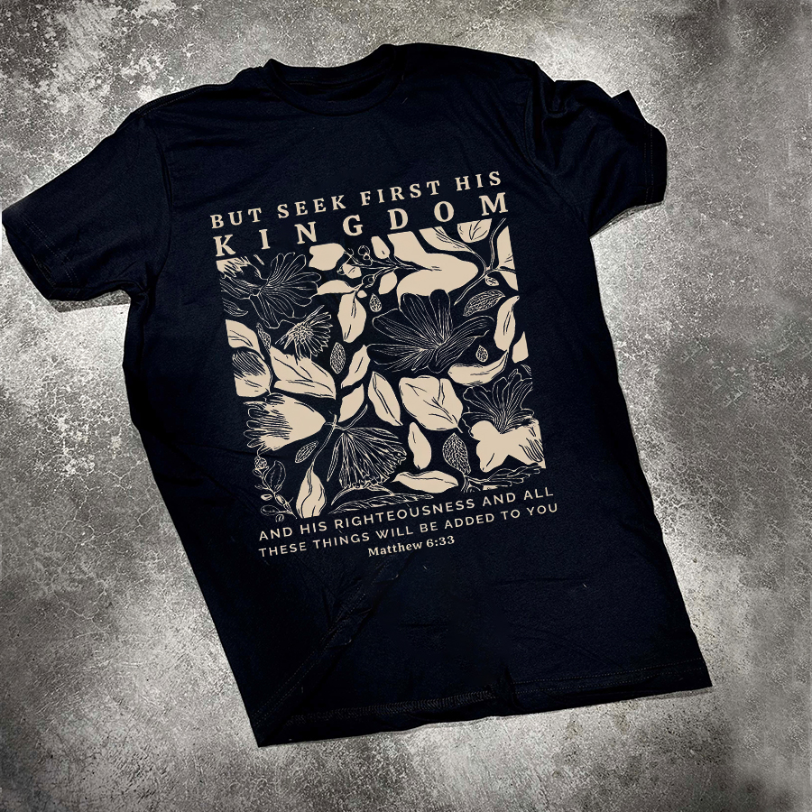 But Seek First His Kingdom Printed Women's T-shirt-traneing