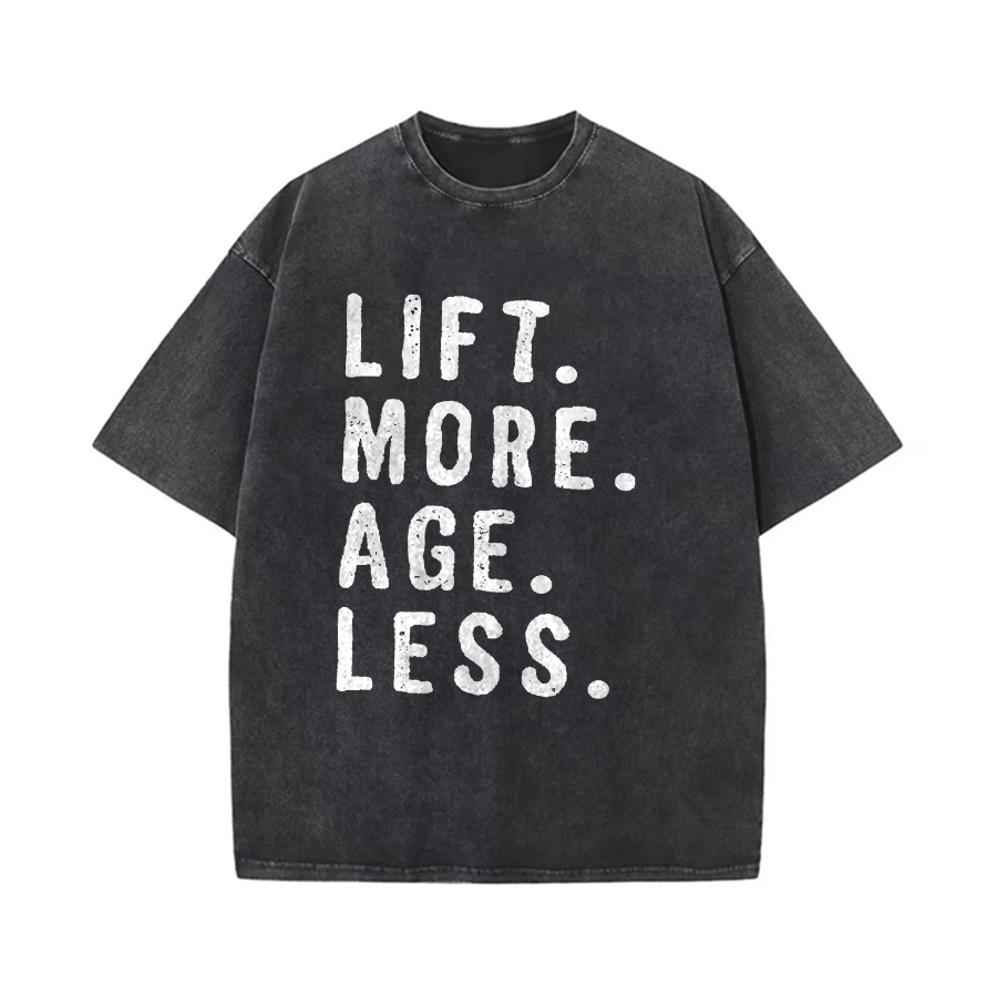 Lift More Age Less Printed Oversize Washed T-Shirt-traneing