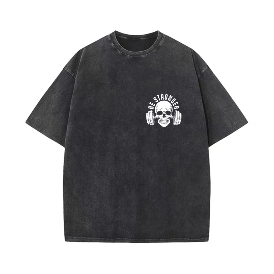 Be Stronger Than Your Strongest Excuses Printed Oversize Washed T-Shirt-traneing