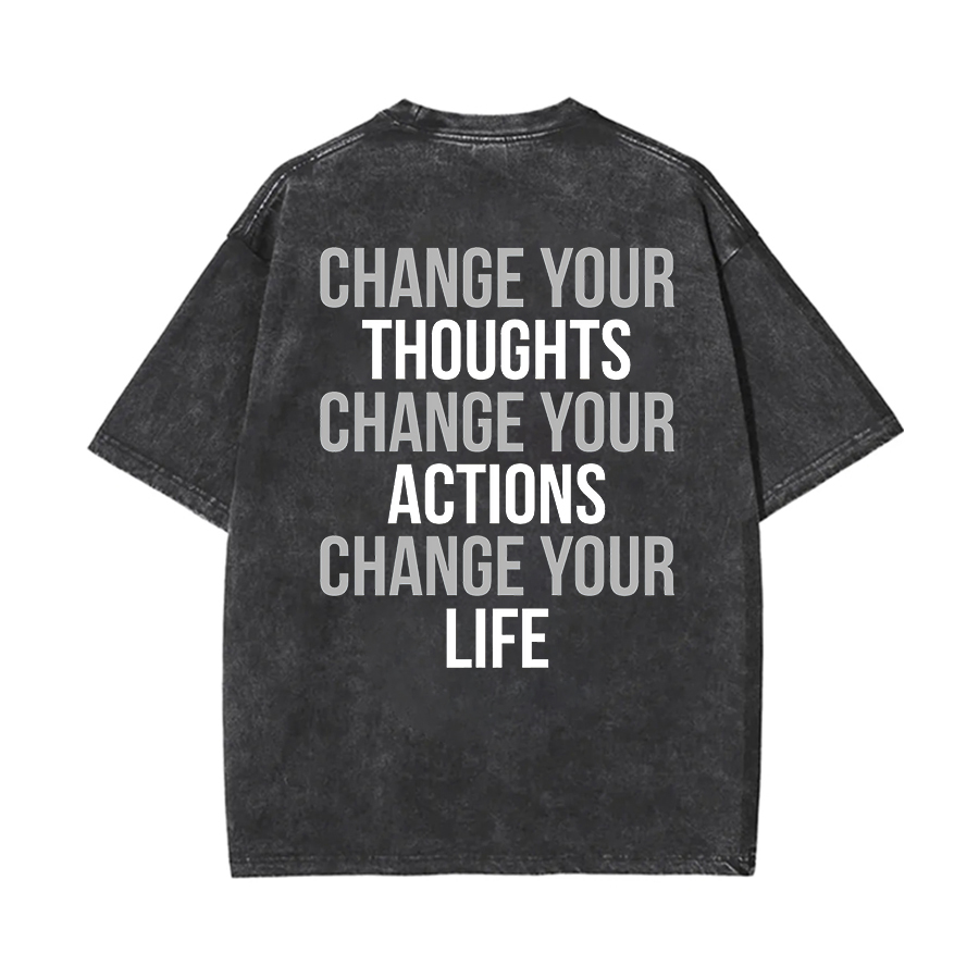 Change Your Thoughts Printed Oversize Washed T-Shirt-traneing