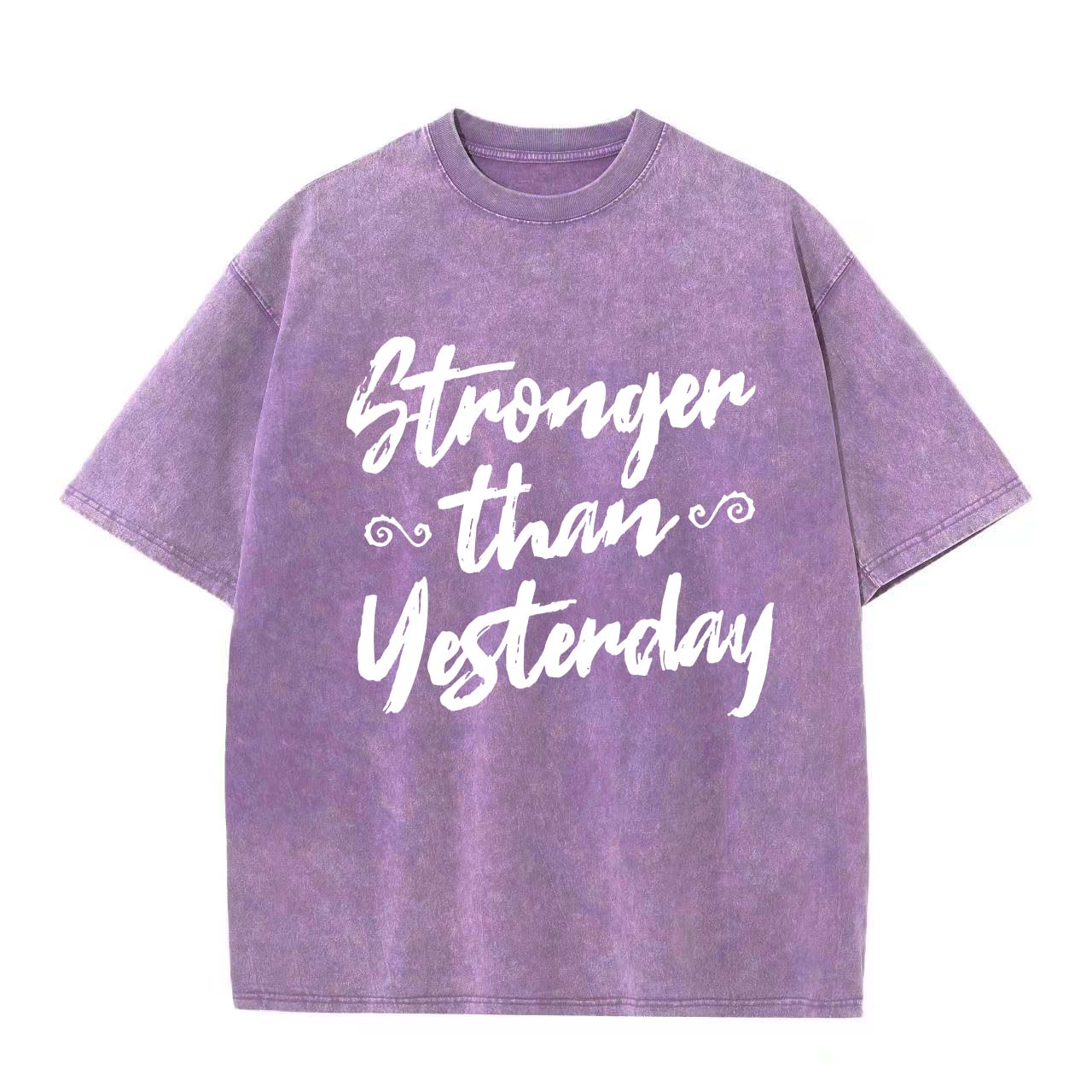 Stronger Than Yesterday Printed Oversize Washed T-Shirt Image - 2