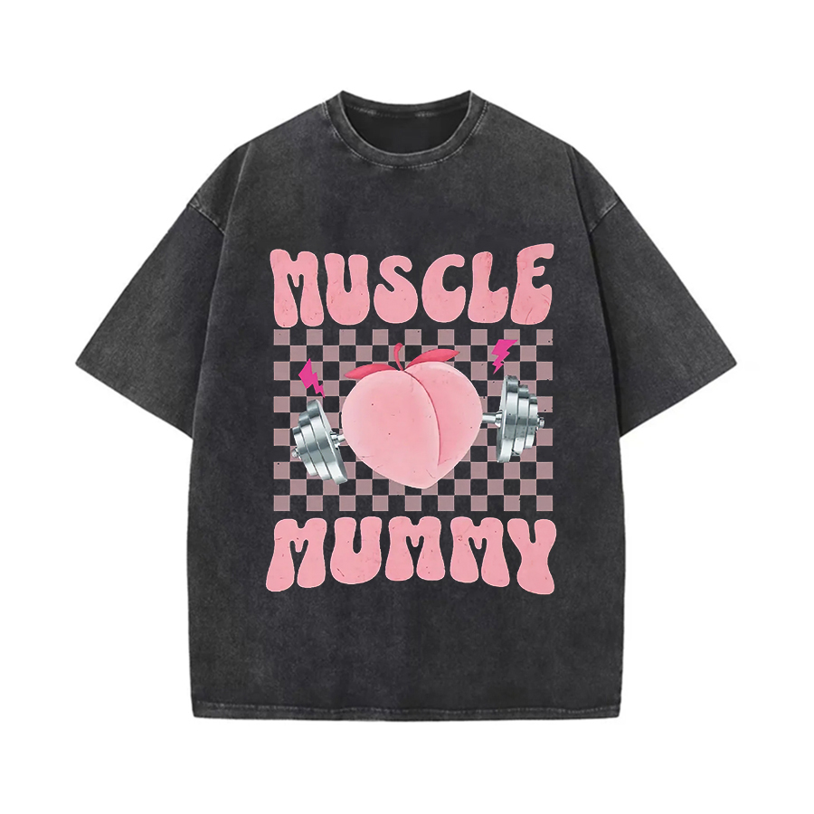 Muscle Mummy Printed Oversize Washed T-Shirt-traneing