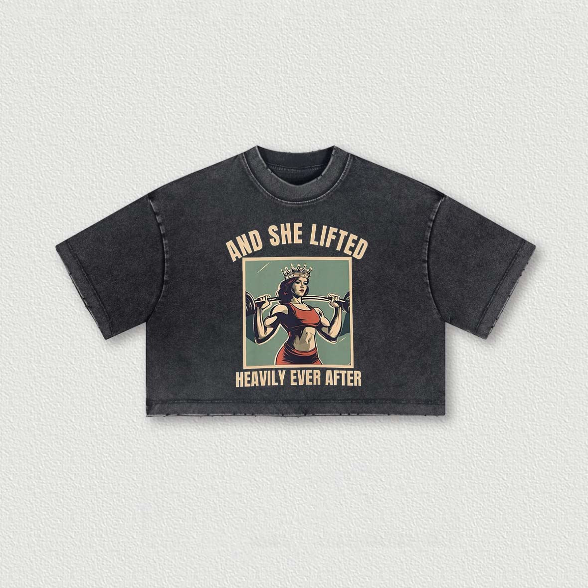 And She Lifted Heavily Ever After Printed Washed Women's Cropped Top
