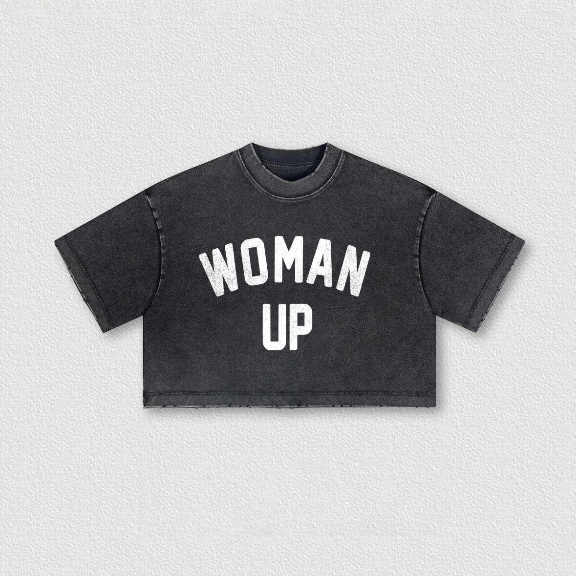 Woman Up Printed Washed Women's Cropped Top