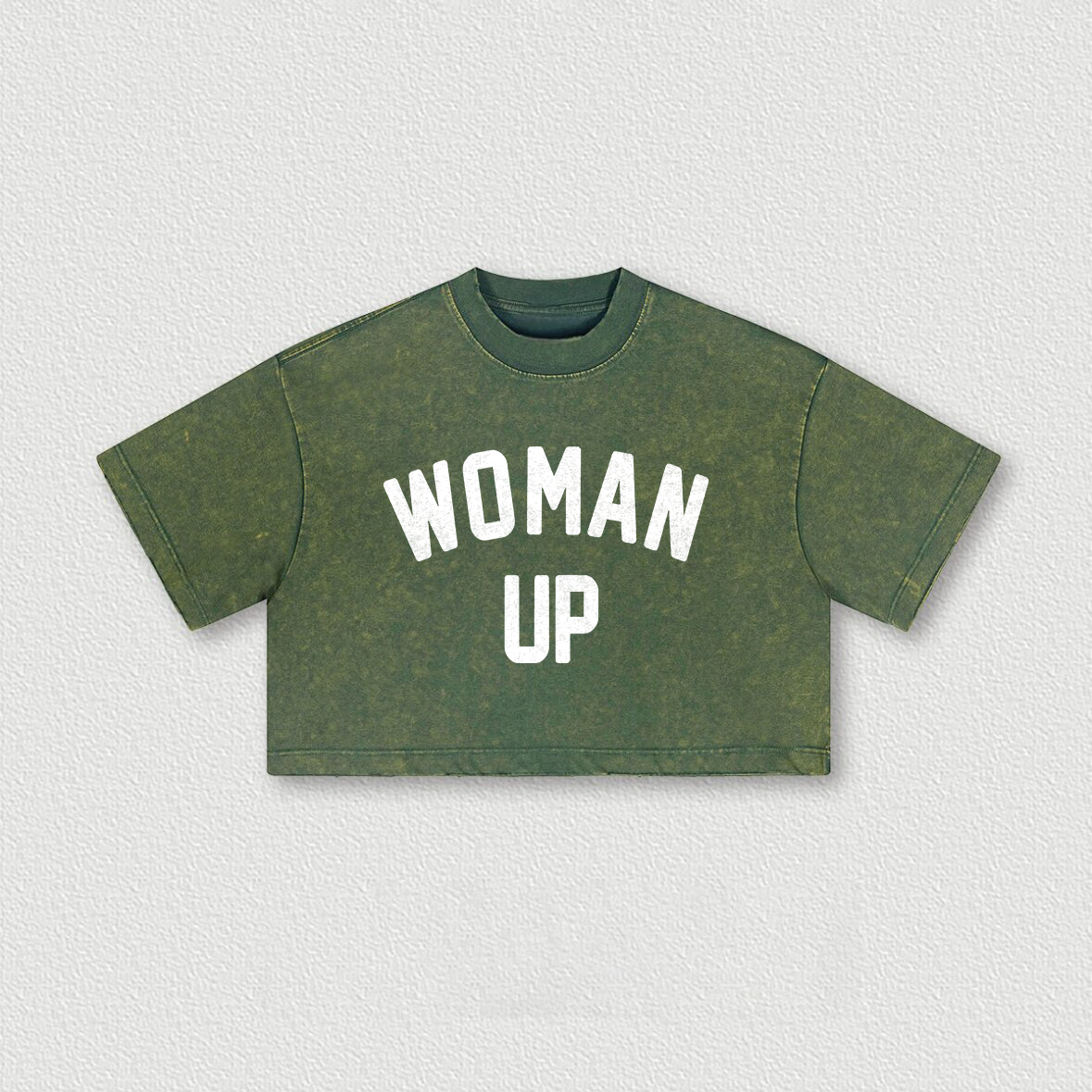 Woman Up Printed Washed Women's Cropped Top