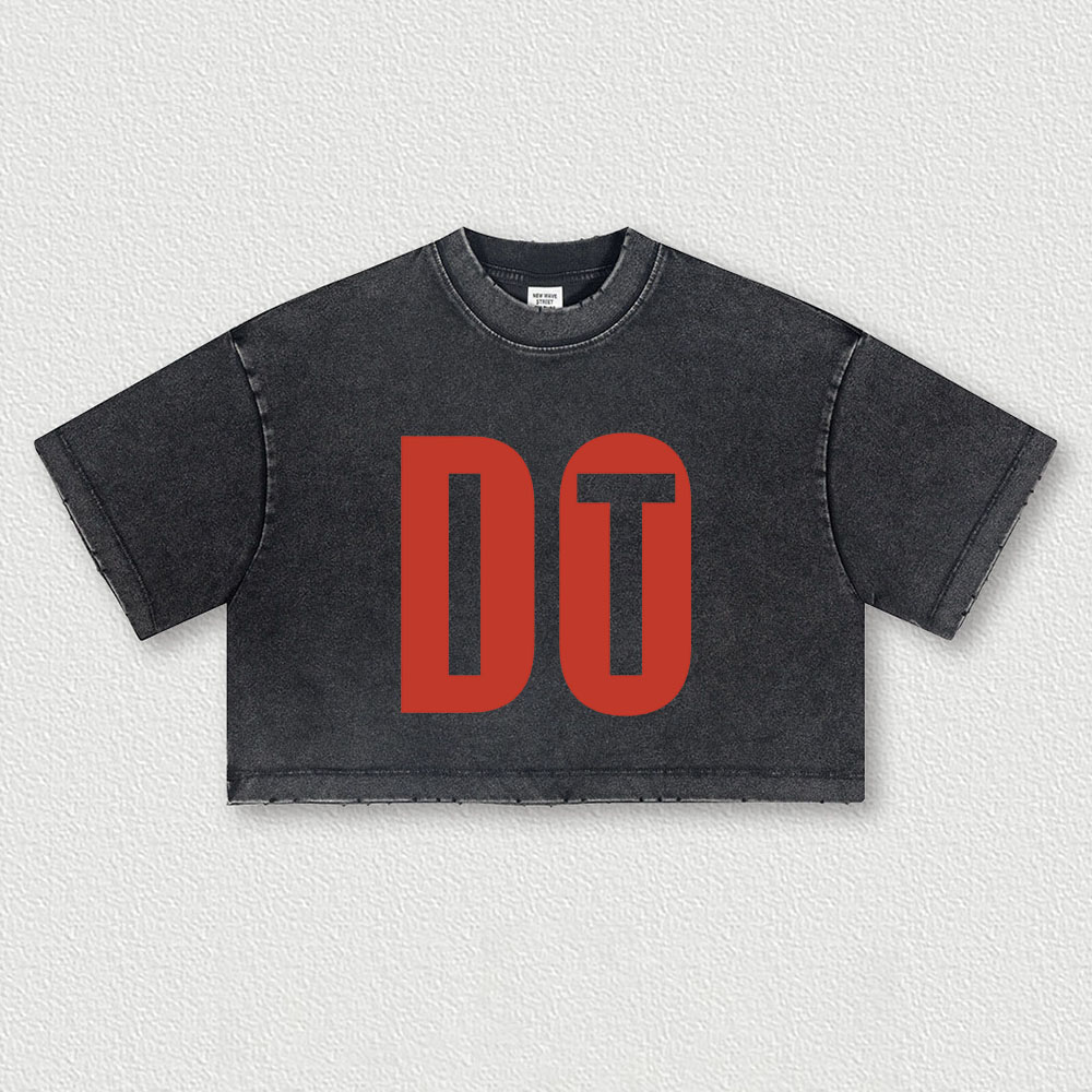 Do It Printed Washed Women's Cropped Top-traneing