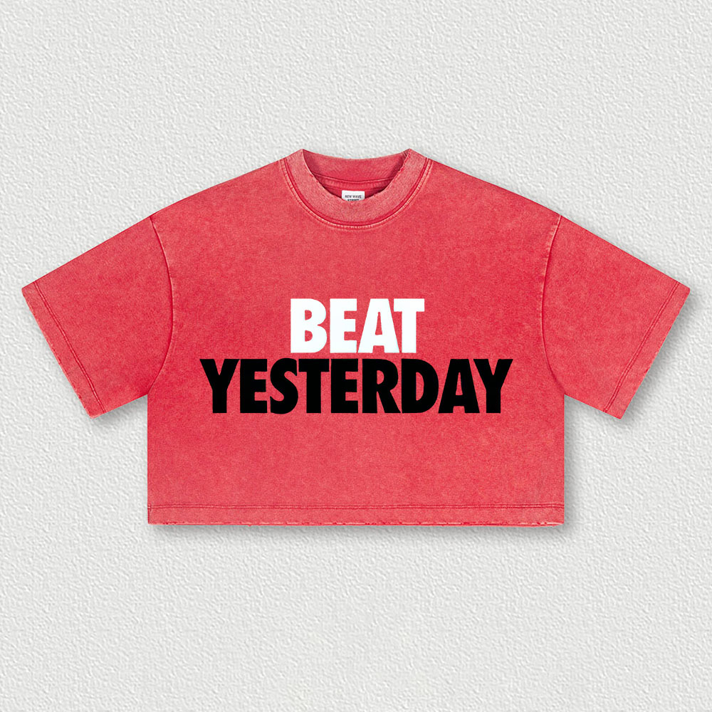 Beat Yesterday Printed Washed Women's Cropped Top-traneing