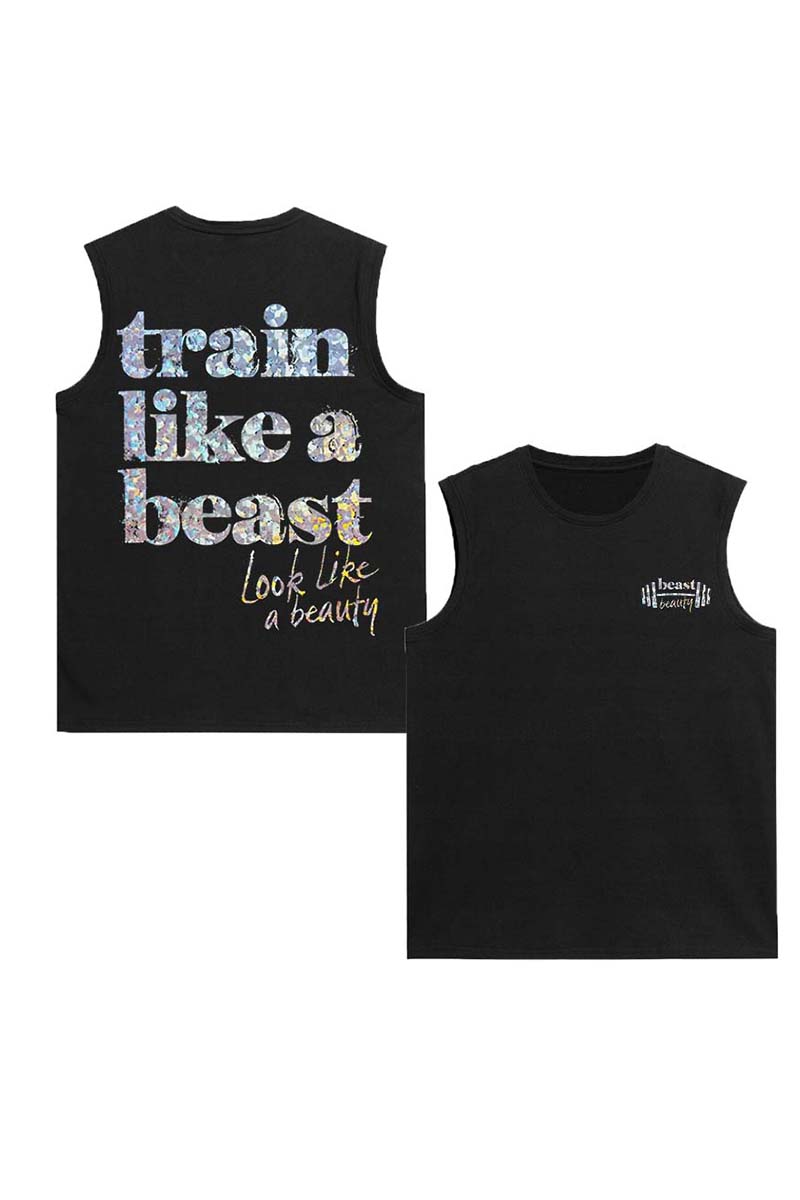 Train Like A Beast Look Like A Beauty Printed Women's Vest Image - 1