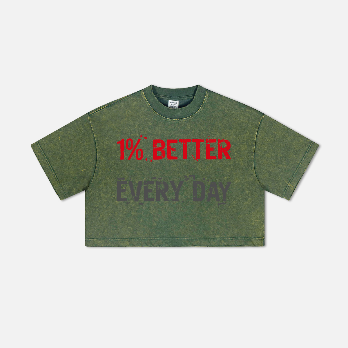 1% Better Every Day Printed Washed Women's Cropped Top-traneing