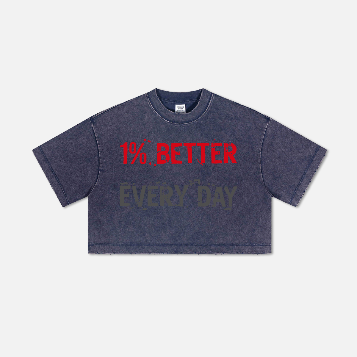 1% Better Every Day Printed Washed Women's Cropped Top-traneing