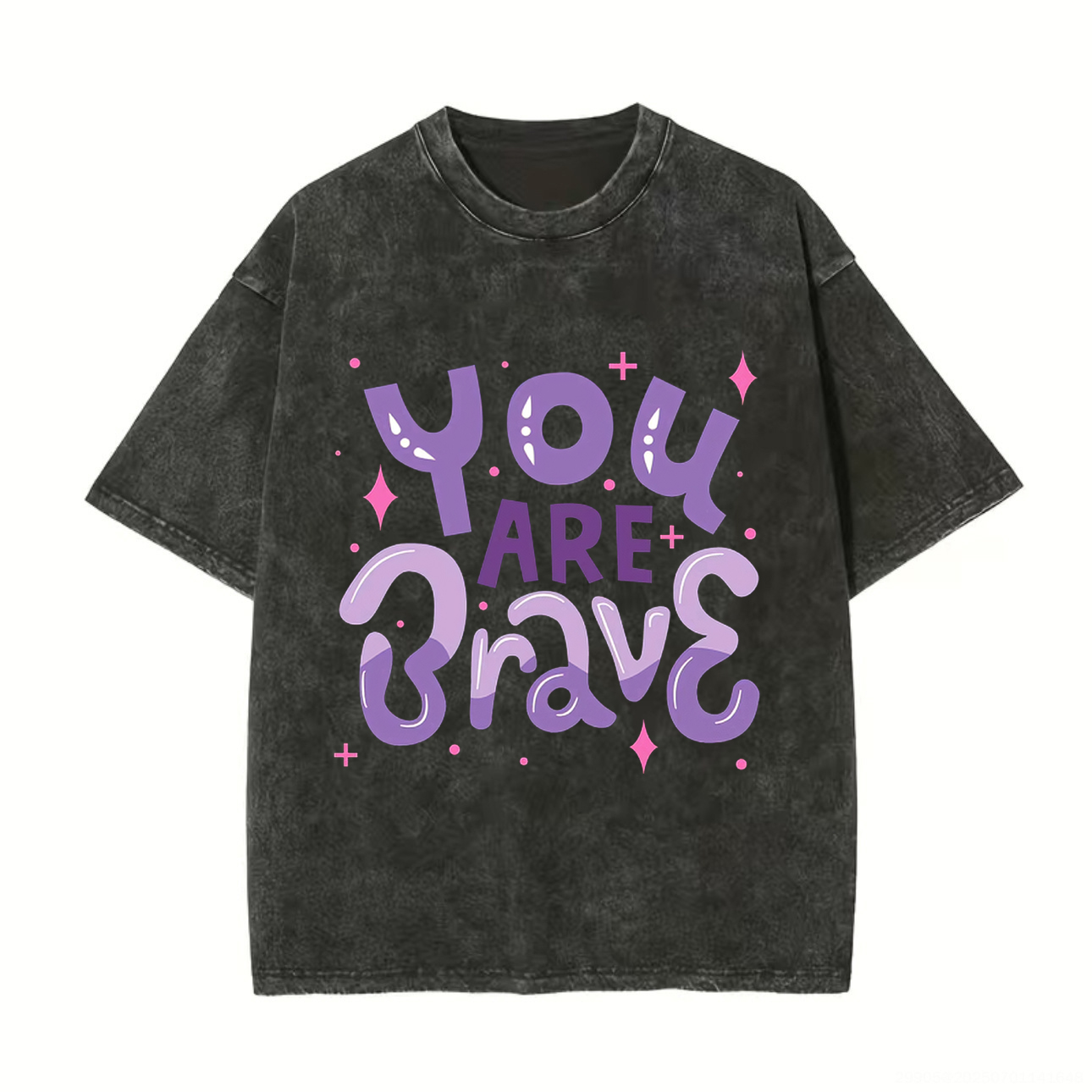 You Are Brave Printed Unisex Washed T-Shirt-traneing