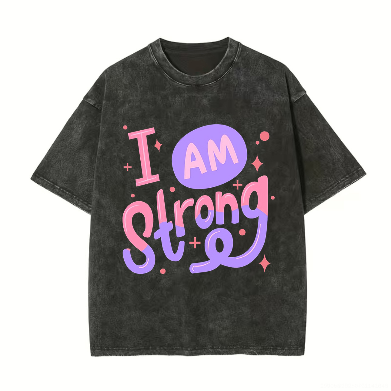 I Am Strong Printed Unisex Washed T-Shirt-traneing