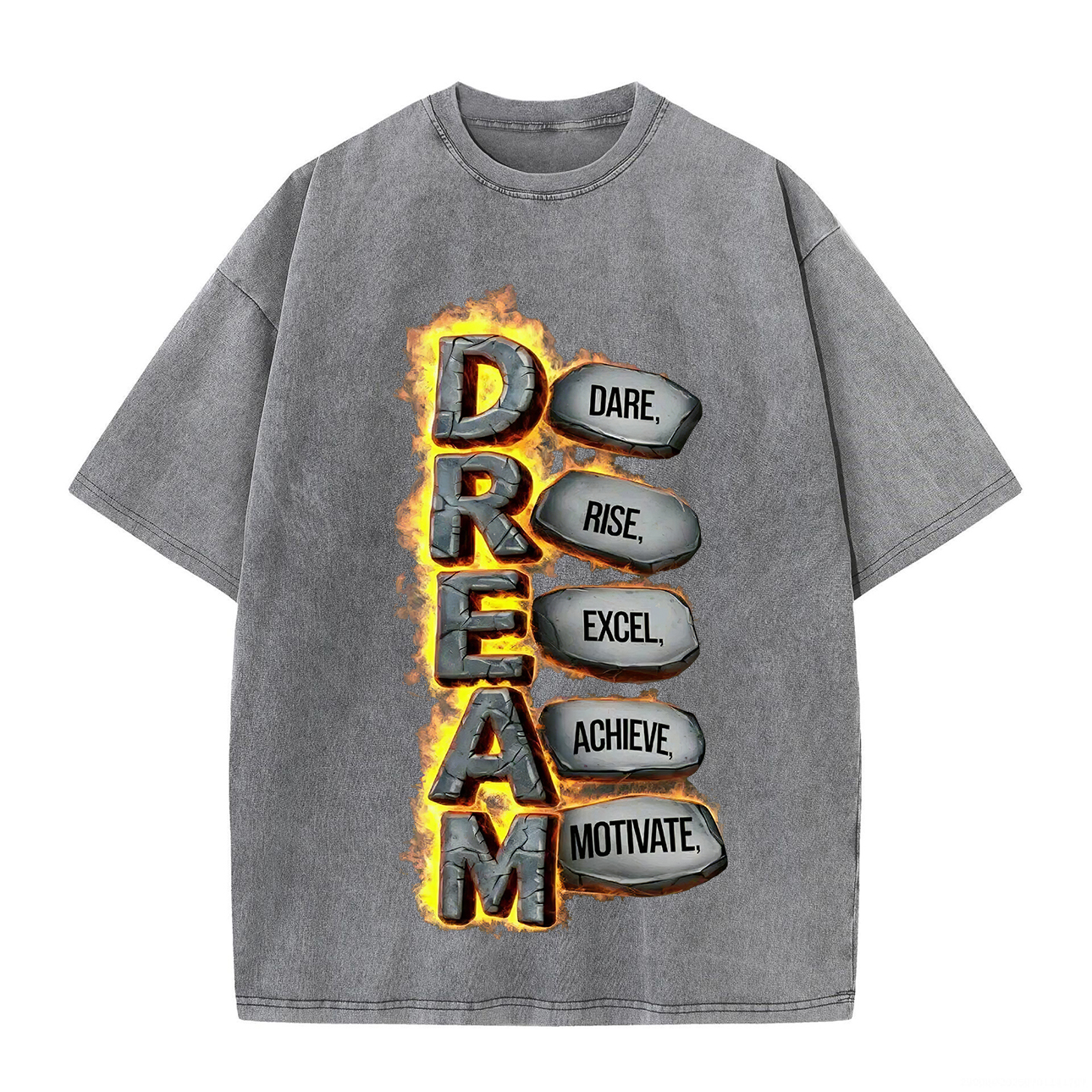 Dare, Rise, Excel, Achieve, Motivate Printed Unisex Washed T-Shirt-traneing