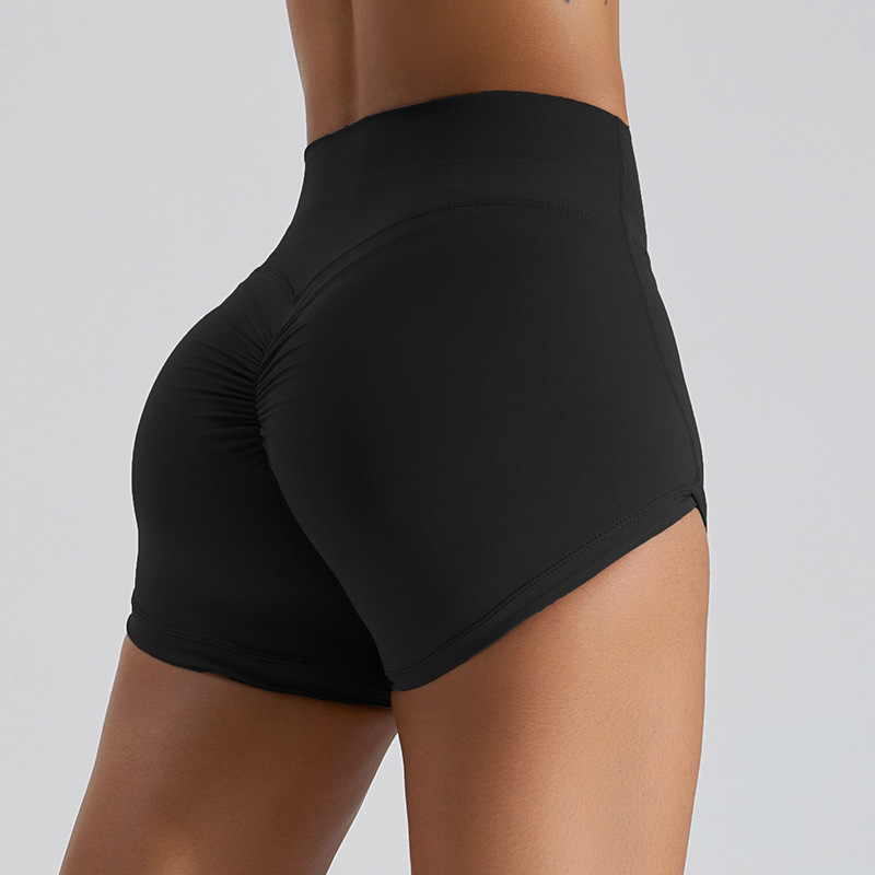 Peach Butt Pleated Fitness Yoga Shorts-traneing