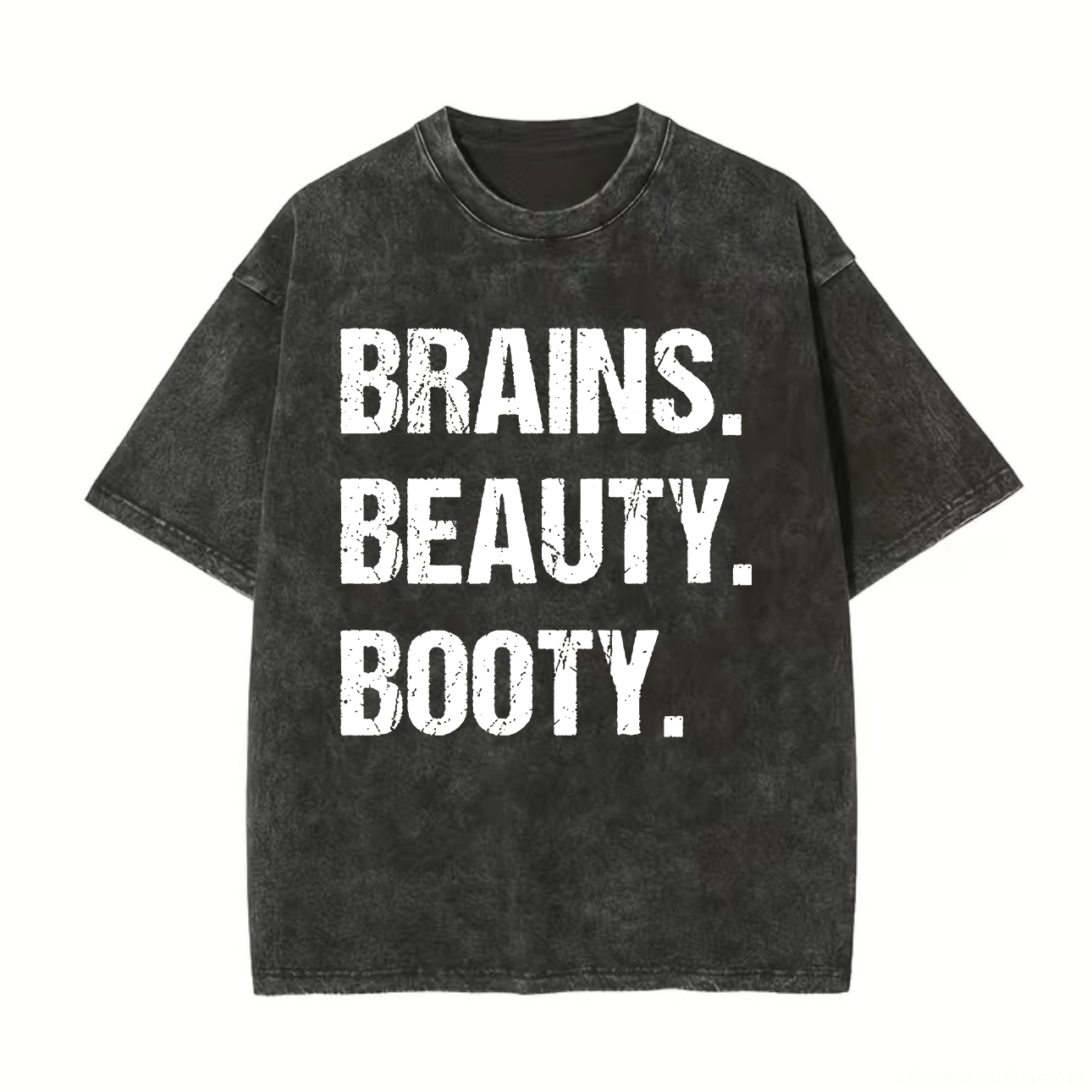 Brains Beauty Booty Printed Unisex Washed T-Shirt-traneing