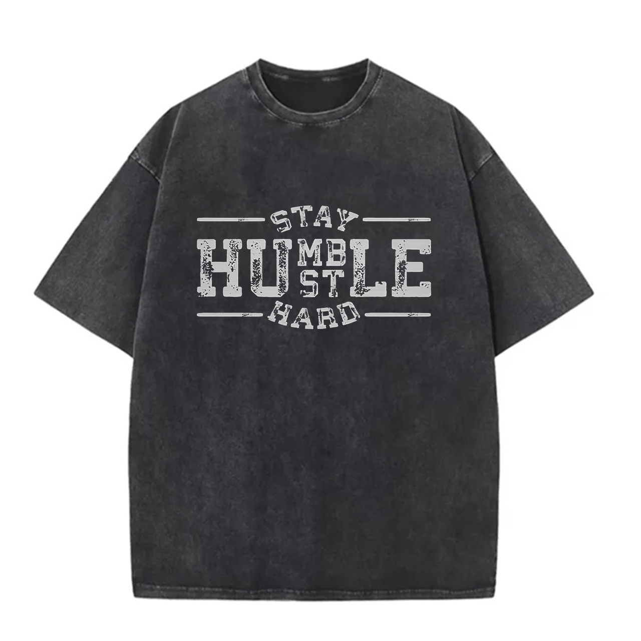 Stay Humble  Hustle Hard Printed Unisex Washed T-Shirt-traneing