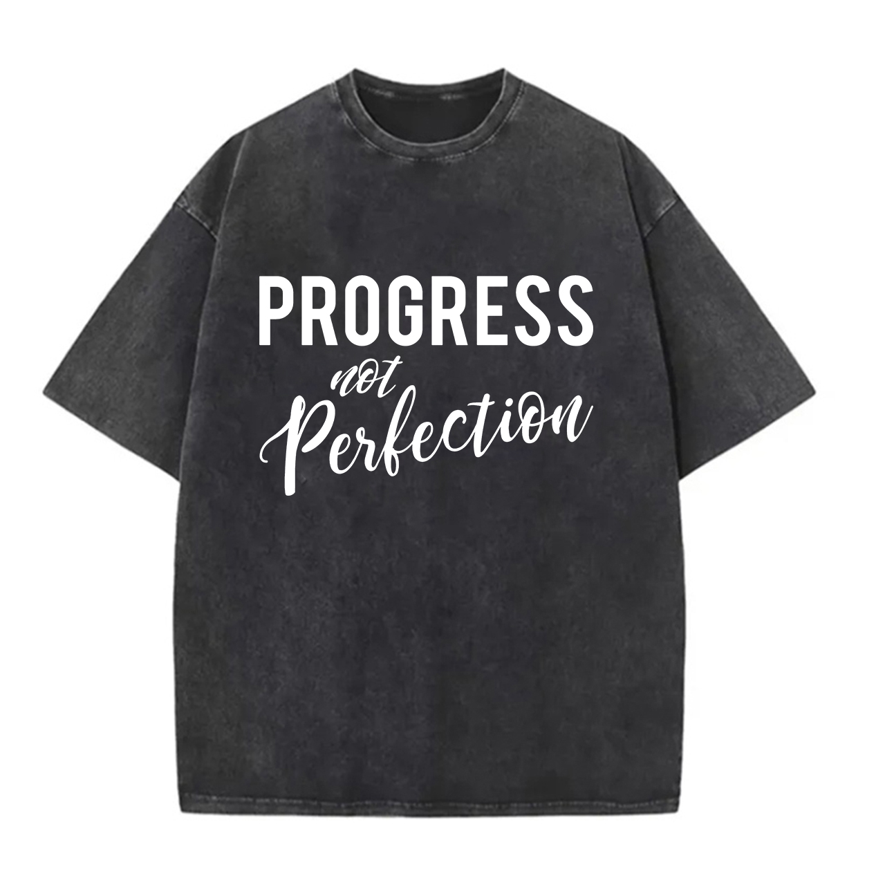 Progress Not Perfection Printed Unisex Washed T-Shirt-traneing