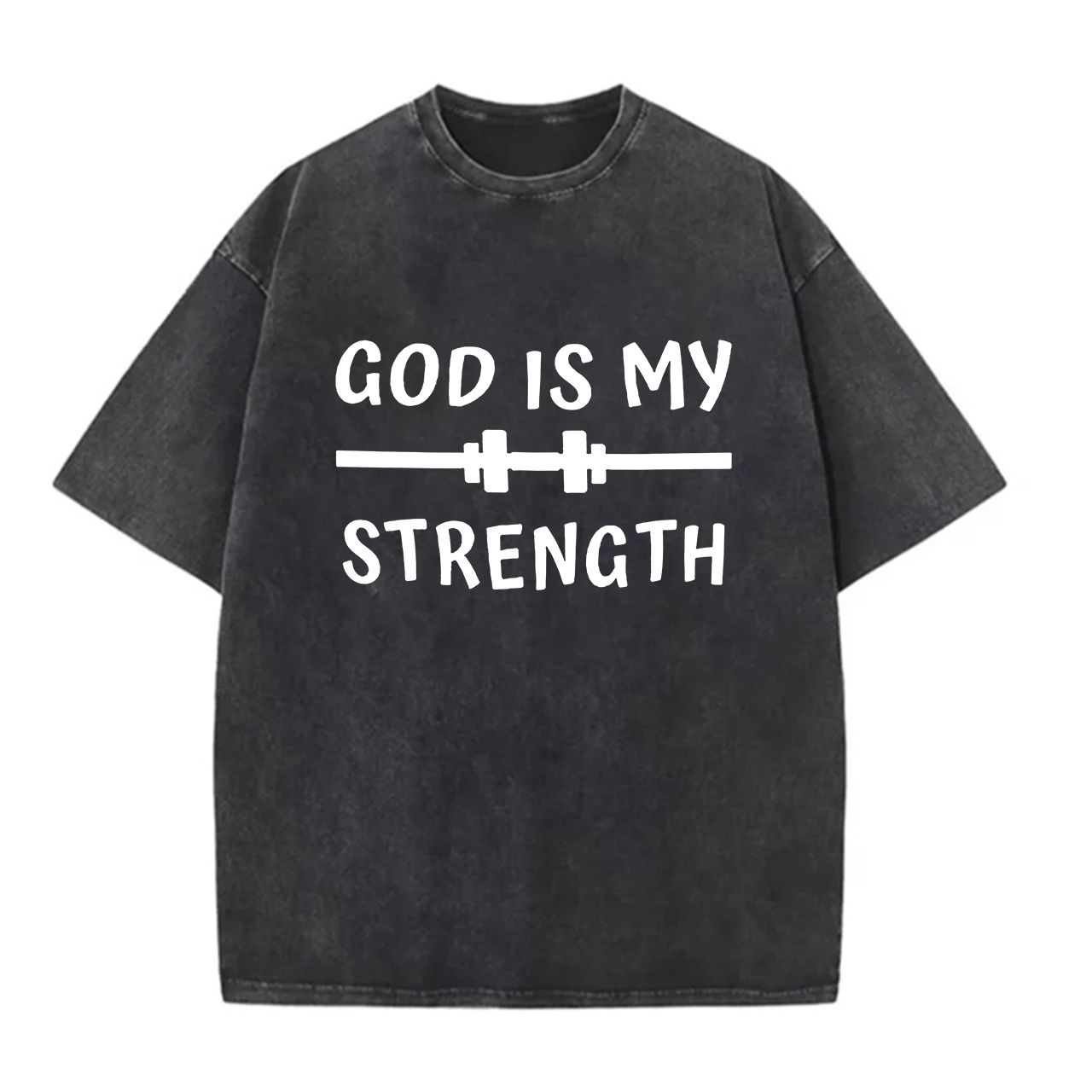 God Is My Strength Printed Unisex Washed T-Shirt-traneing