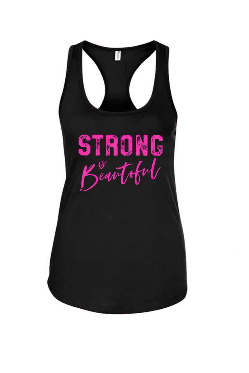 Strong Is Beautiful Printed Racerback Tank Tops-traneing