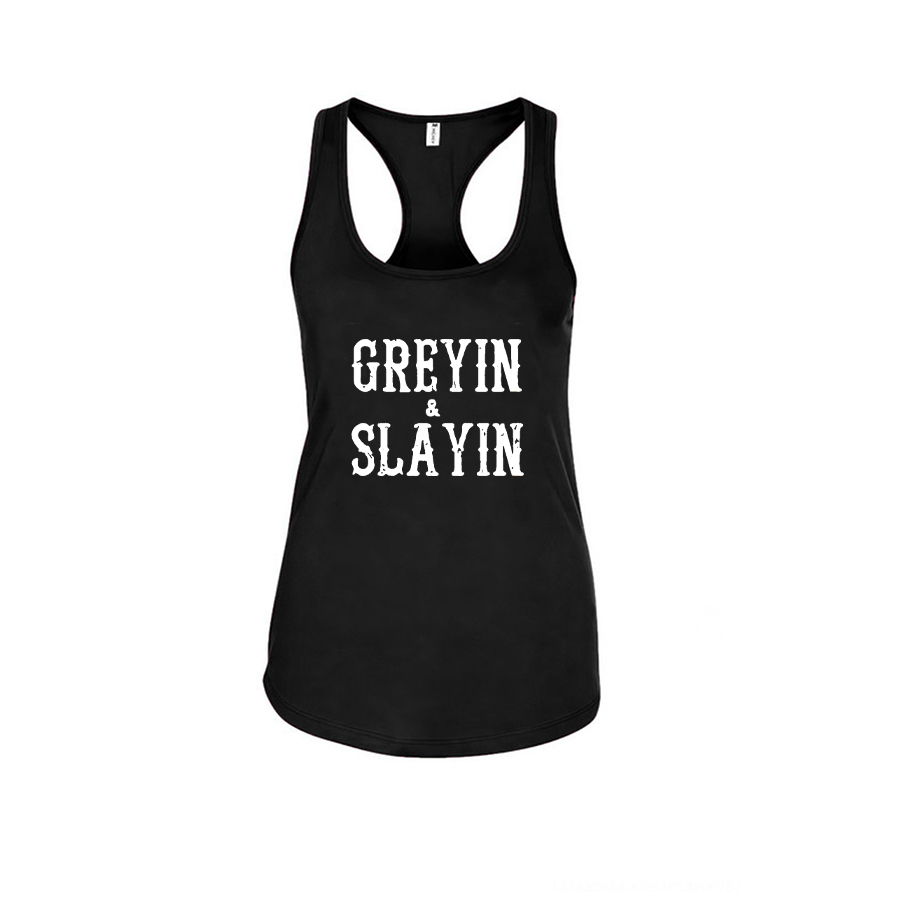 Greyin & Slayin Printed Racerback Tank Tops-traneing