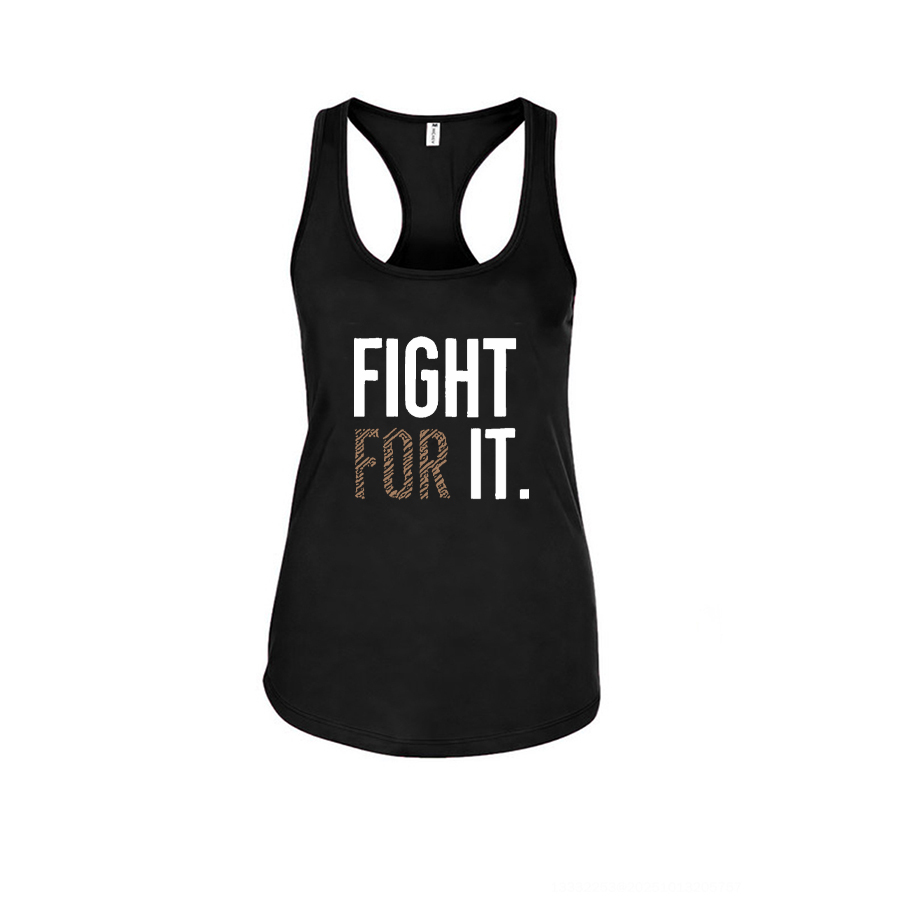 Fight For It Printed Racerback Tank Tops-traneing