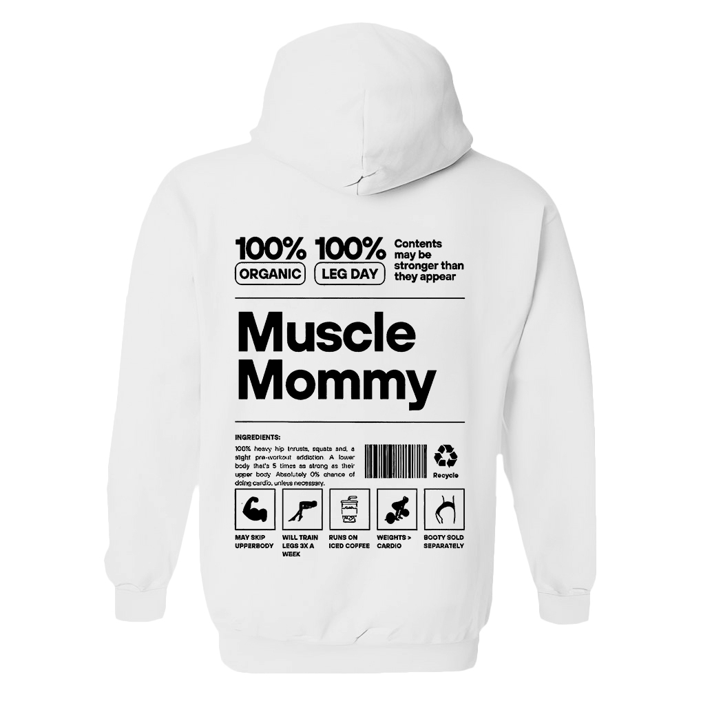 Muscle Mommy Printed Women's Heavyweight Hoodie with Drawstring-traneing