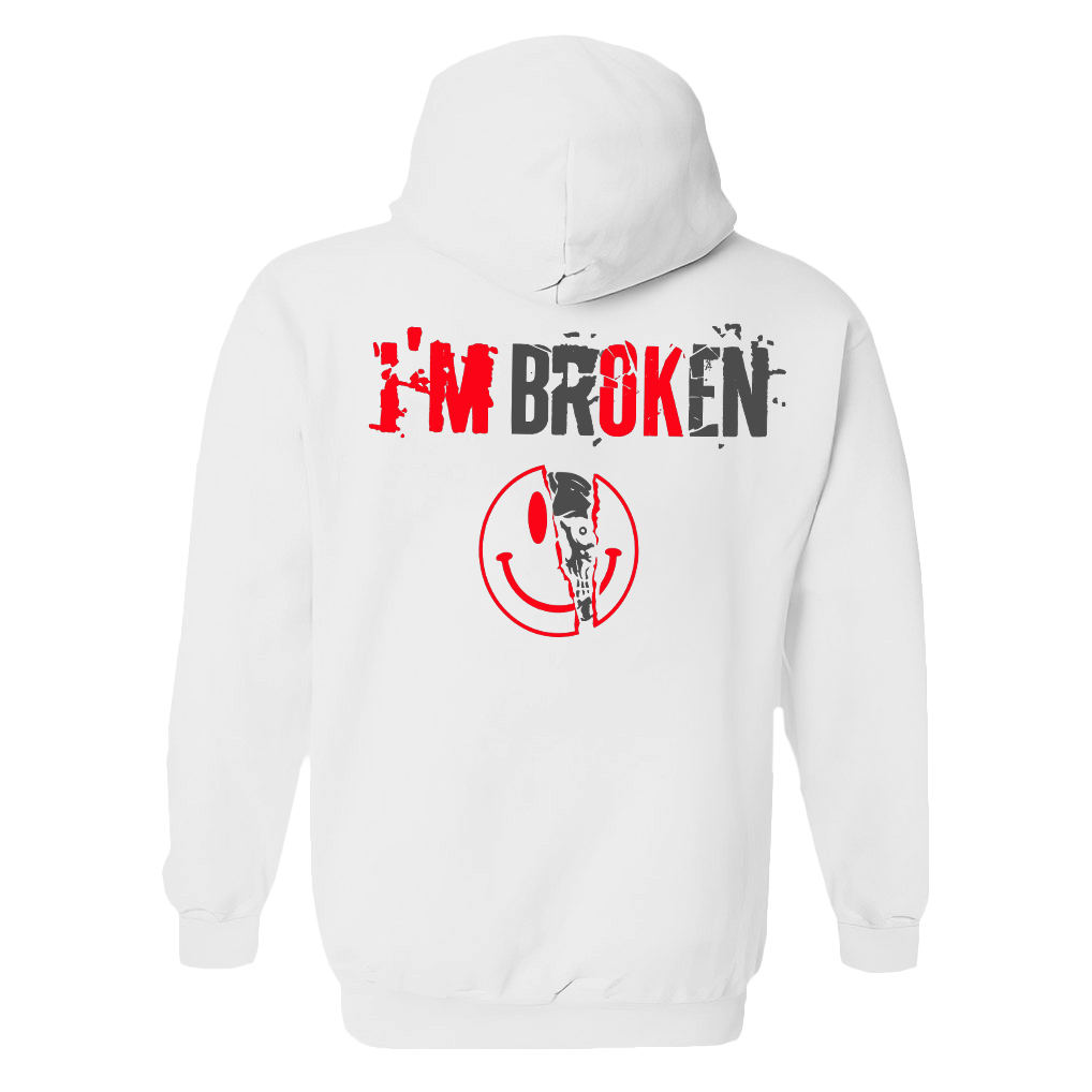 I'm OK I'm Broken Printed Women's Heavyweight Hoodie with Drawstring-traneing