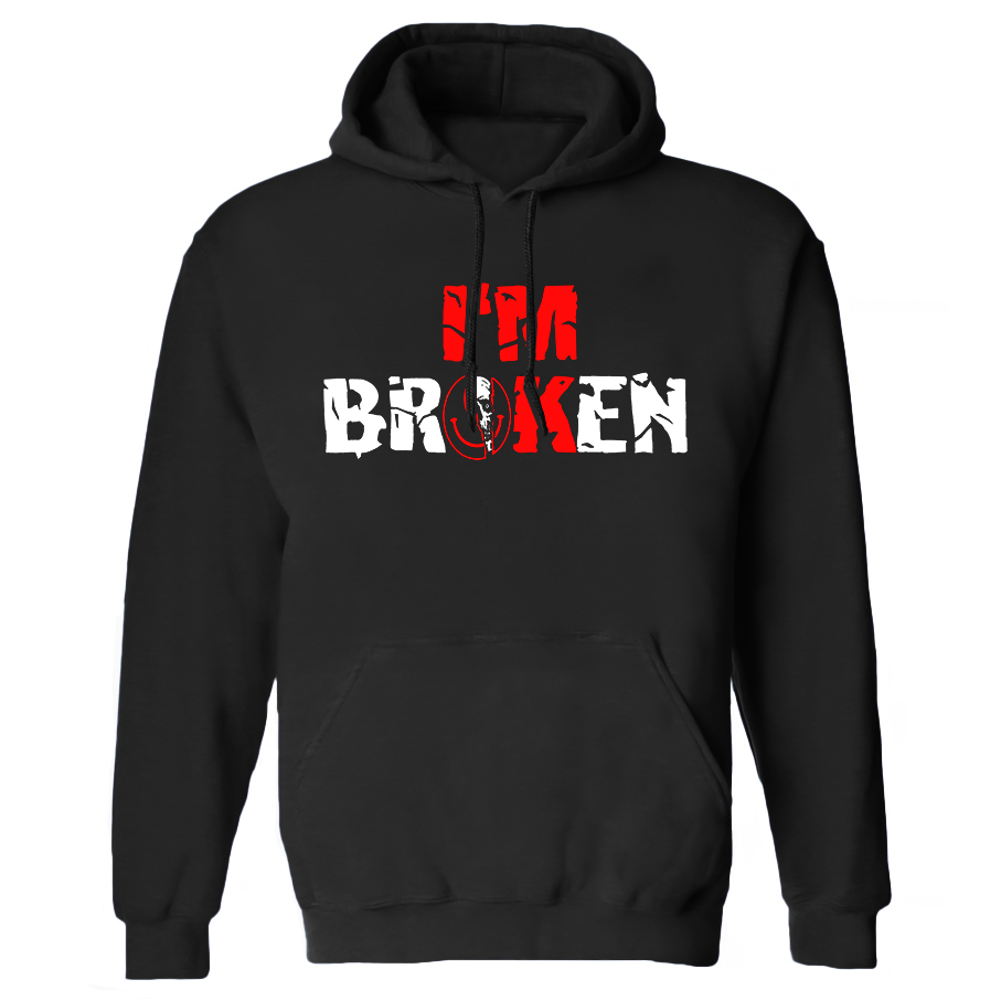 I'm Broken I'm Ok Printed Women's Heavyweight Hoodie with Drawstring