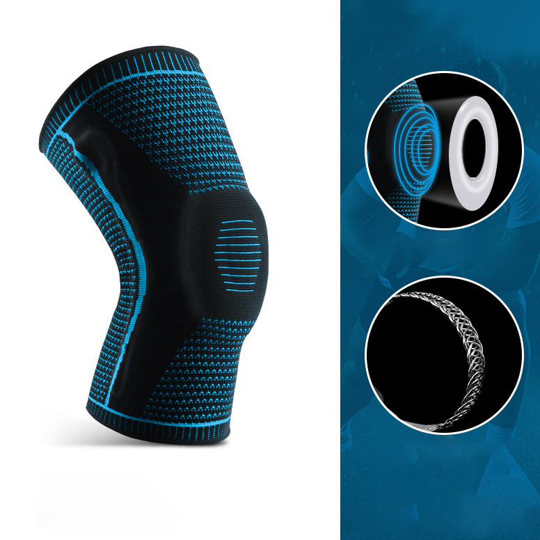 Silicone Spring Breathable Knitted Sports Knee Pads-traneing