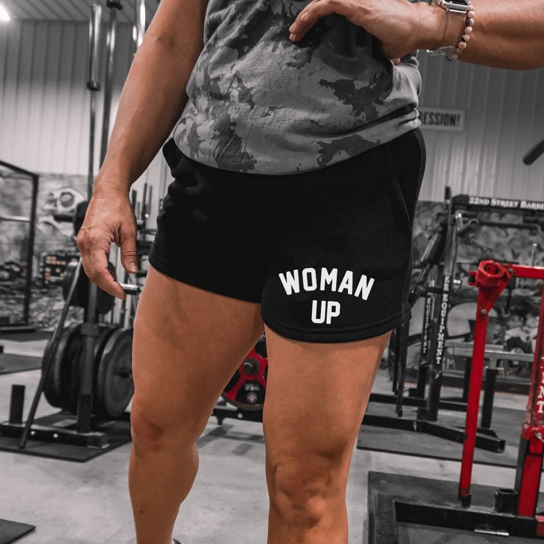 Woman Up Printed Rope Elastic Waist Casual Women's Shorts