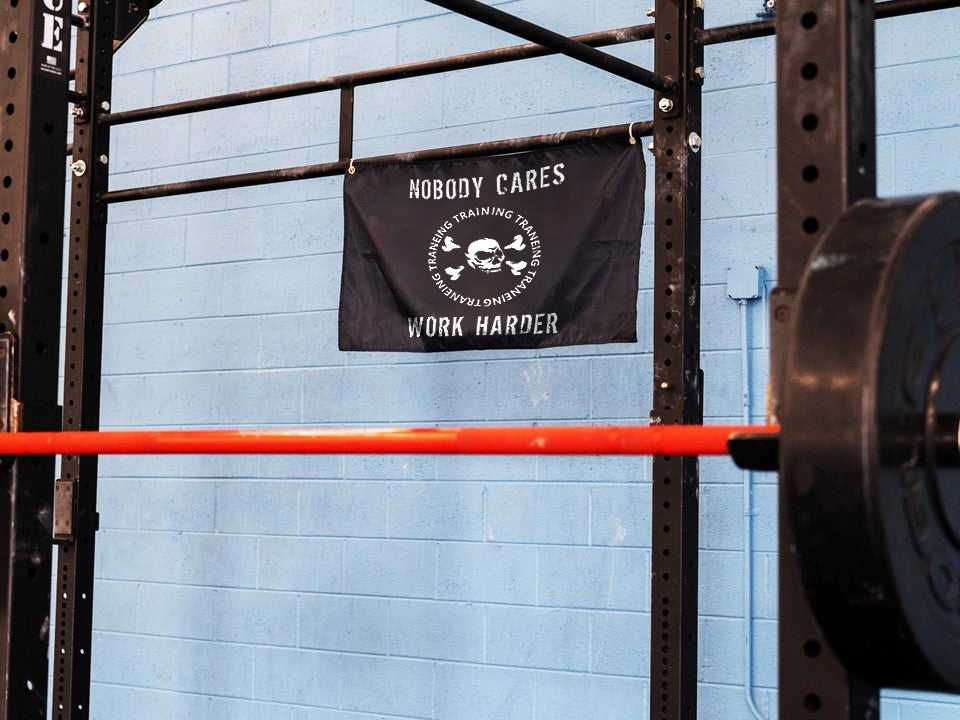 Nobody Cares Work Harder Skull Print Flags-traneing