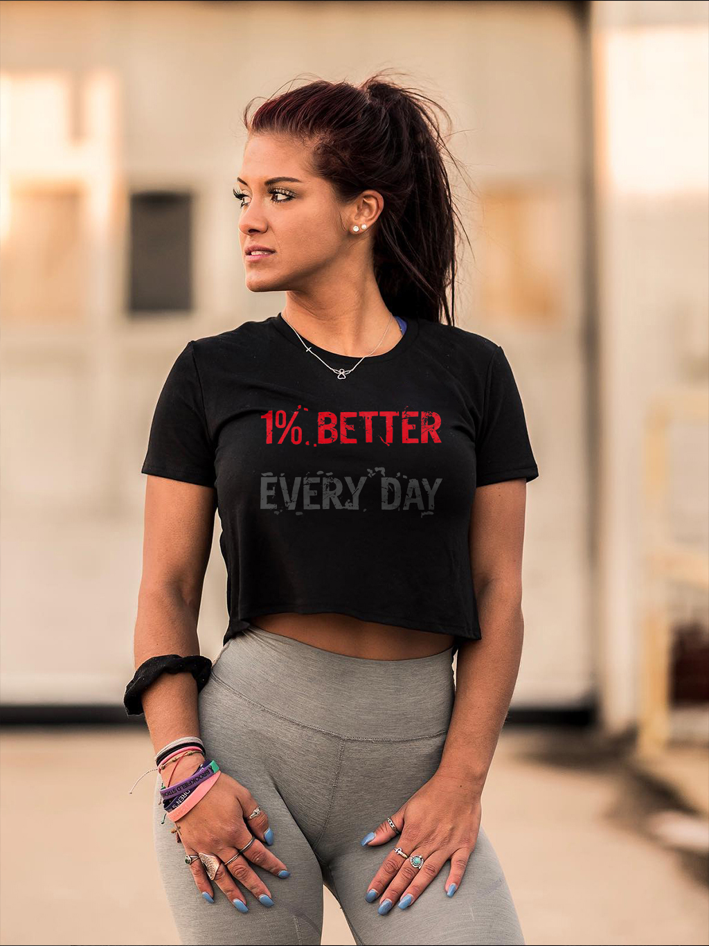 1% Better Every Day Printed Women's Crop Top