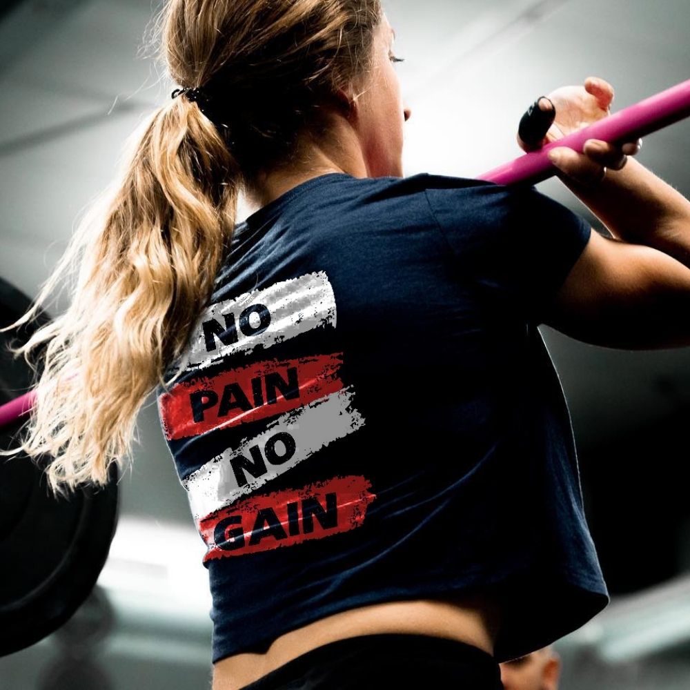 No Pain No Gain Printed Women's T-shirt-traneing
