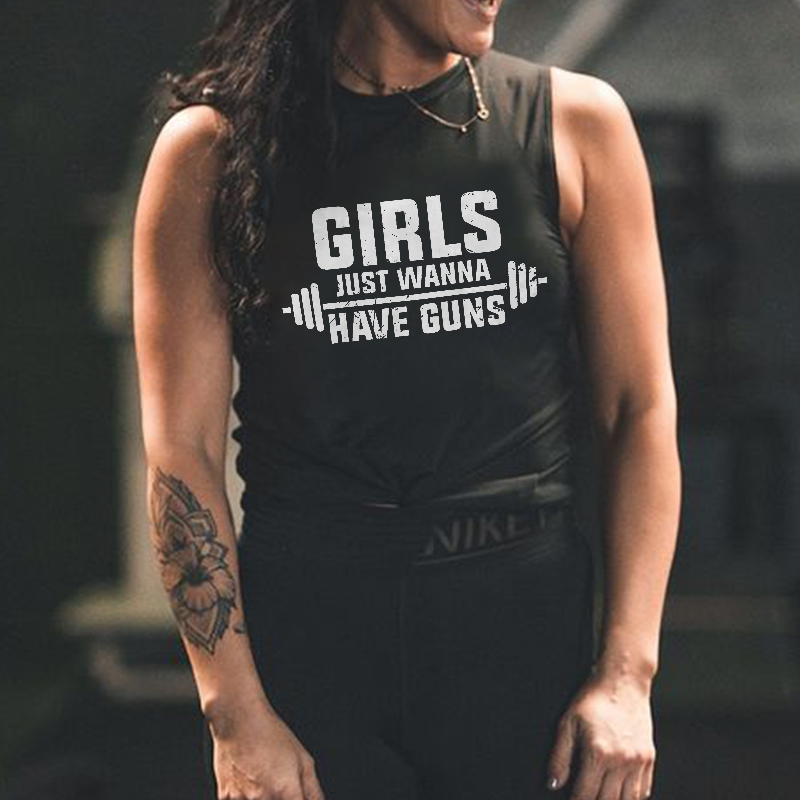 Girl Just Wanna Have Guns Printed Women's Vest-traneing